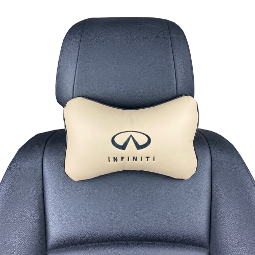 Подушки под шею Подушка под шею бежевая с вышивкой Infiniti (Черная)