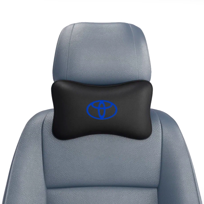 Подушки под шею Подушка под шею черная с вышивкой Toyota (Синяя)